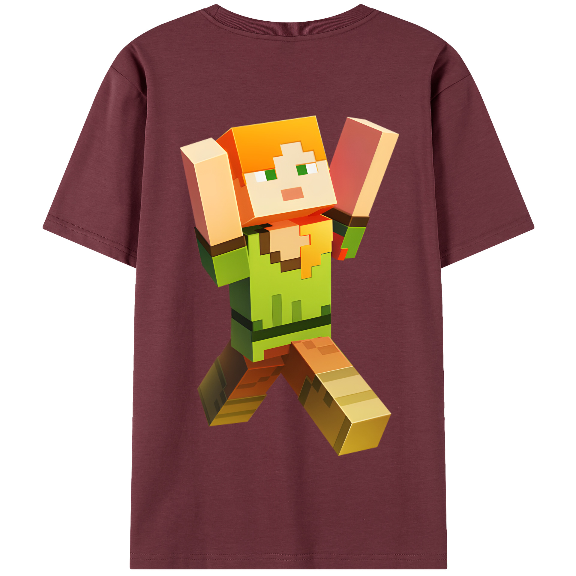 （画像用） マインクラフト ブロックの世界 Minecraft MC Block world 綿100％半袖Tシャツ（背面プリント）